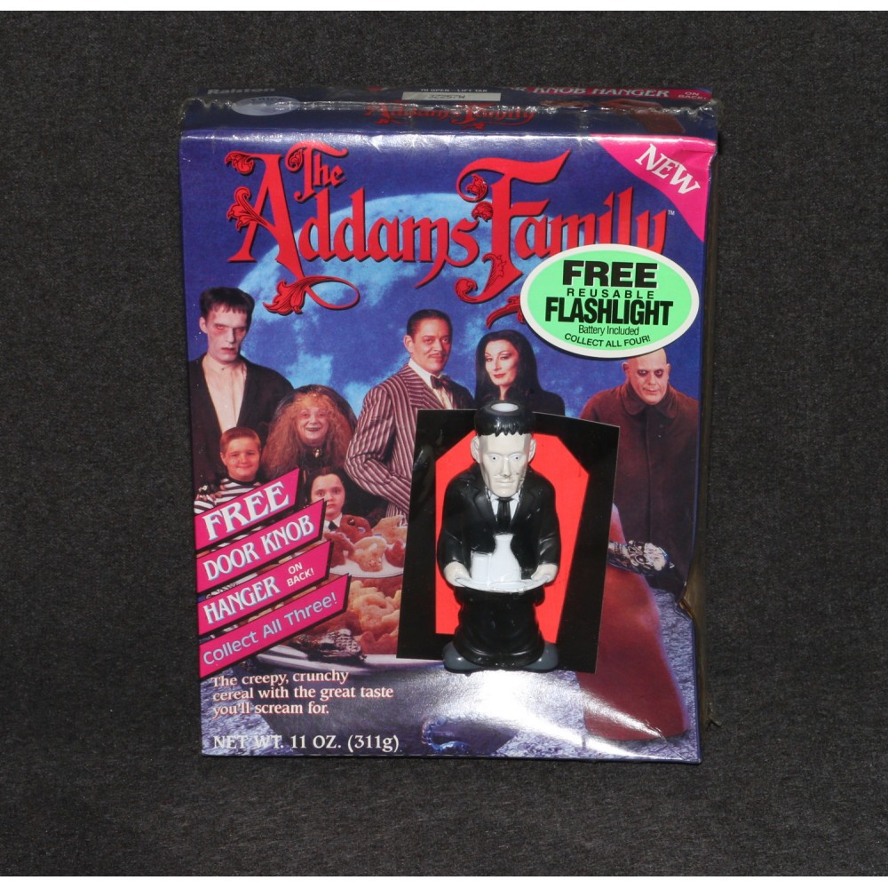Addams Family 1991 Cereal Box Ralston Paramount + Lurch Flashlight Sealed