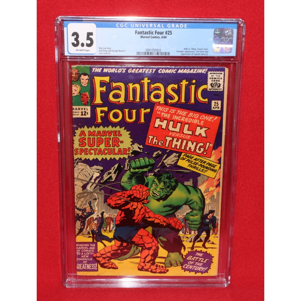 Marvel Comics Fantastic Four October 1964 #25 Kirby Hulk vs Thing CGC 3.5
