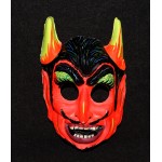 Halloween Costume 1960s Devil Horns Yellow Orange Green Eye Shadow Collegeville