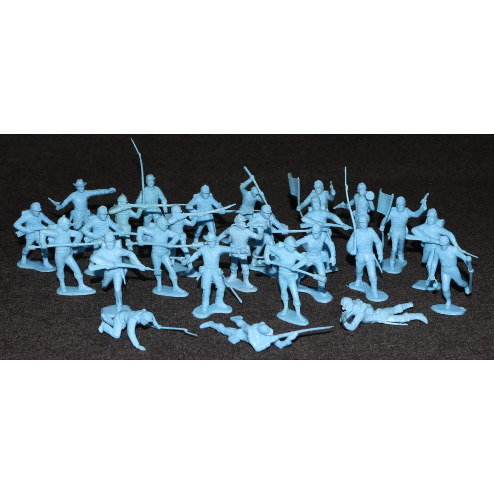 Marx 1960s Battle of the Blue and Grey Civil War Waxy Powder Blue Union Soldiers