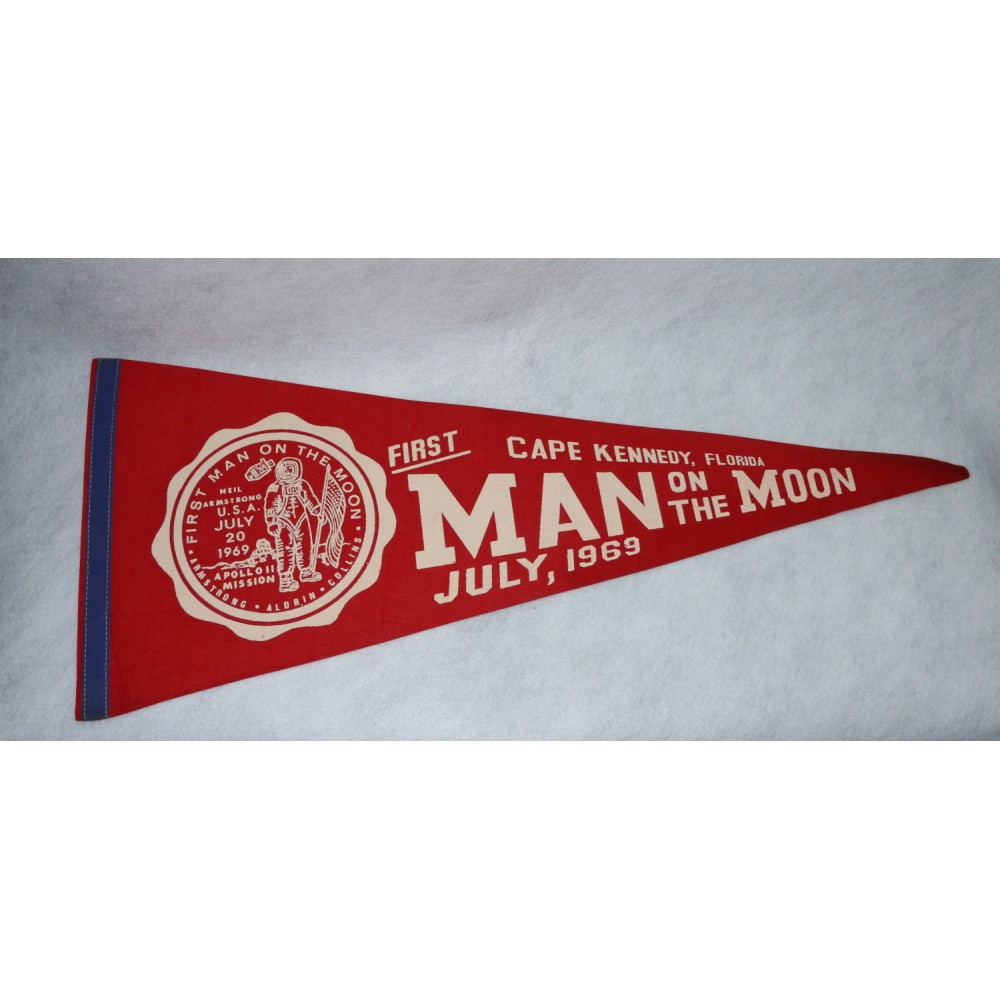 Pennant 1969 First Man on the Moon NASA Apollo Mission Cape Kennedy Red