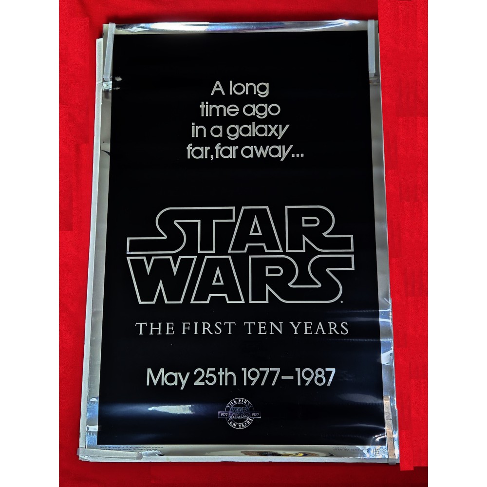 Star Wars 1987 10th Anniversary Silver Mylar Poster High Grade 1977