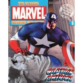 Classic Marvel Figurine Collection Eaglemoss 2006 Statue #9 Captain America +Mag