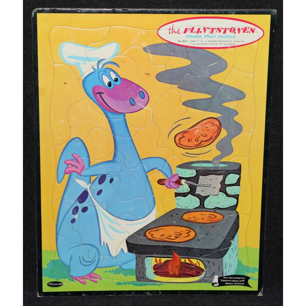 Hanna Barbera 1960 Flintstones Frame Tray Puzzle Dino Barbecuing #4453